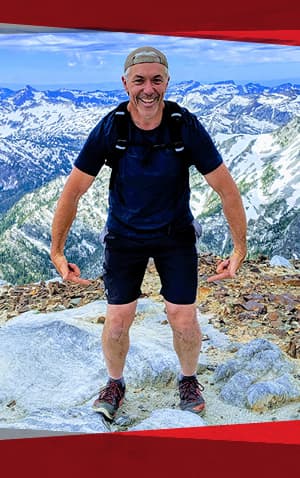 patient hiking on mountain