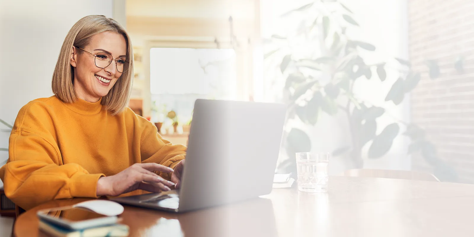 woman using computer