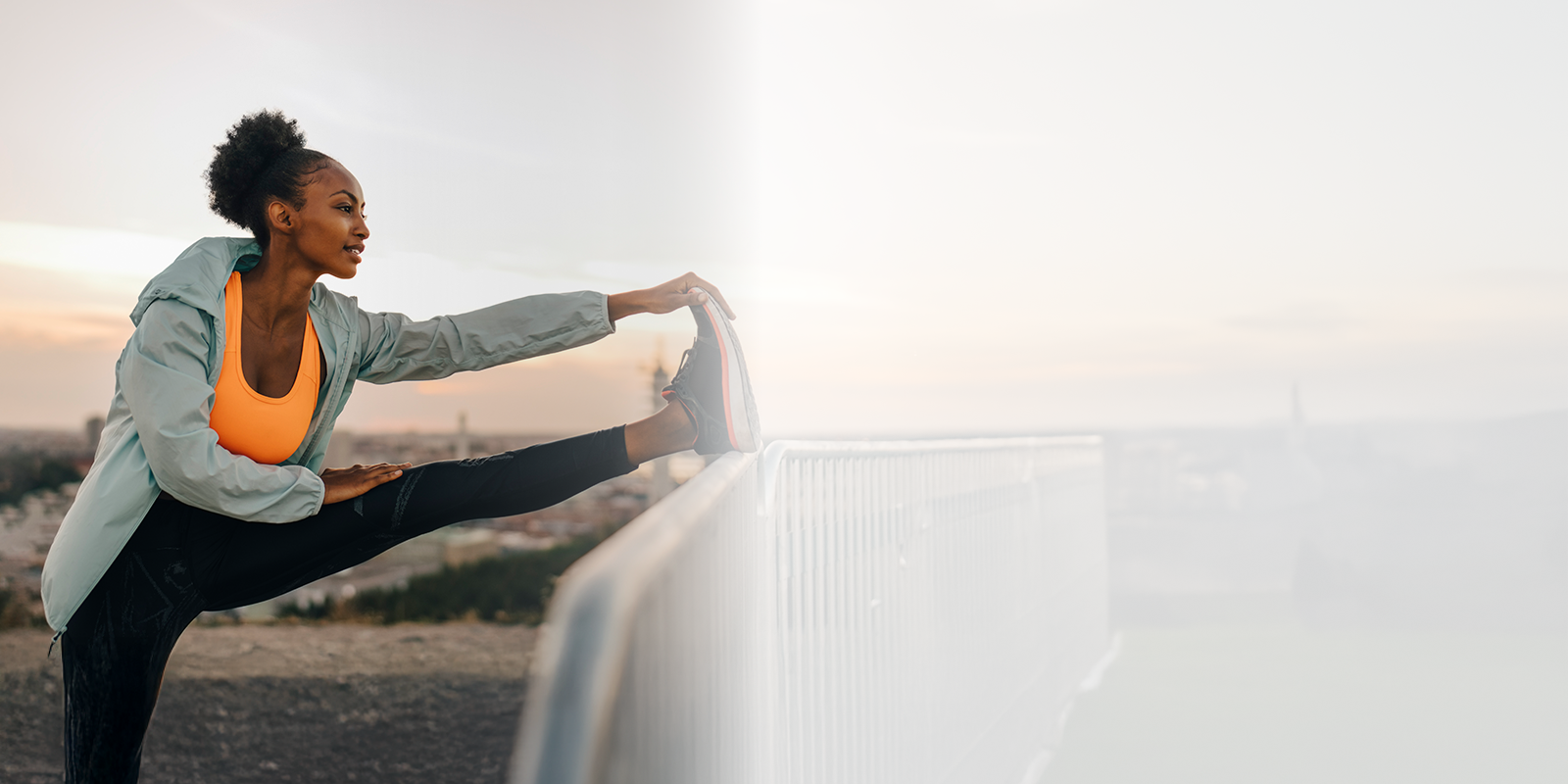 Woman stretching her leg